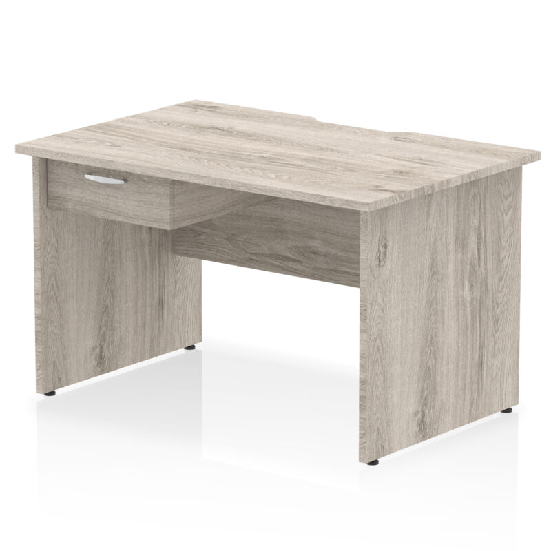 Impulse Scalloped Edge Panel End Straight Desk Frame With Single One Drawer Fixed Pedestal - Image 5