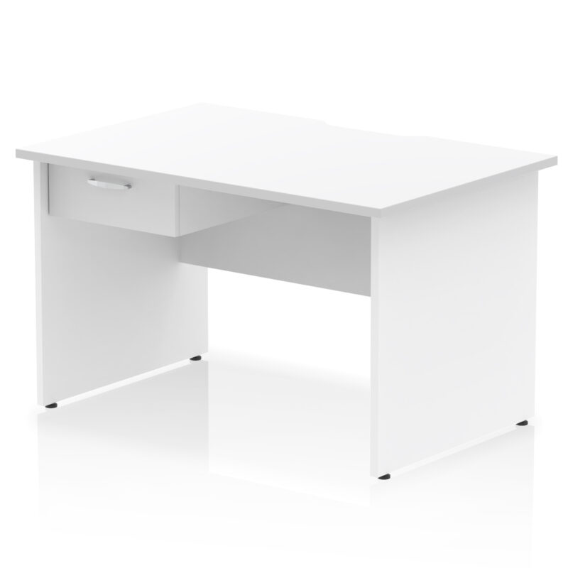 Impulse Scalloped Edge Panel End Straight Desk Frame With Single One Drawer Fixed Pedestal - Image 8