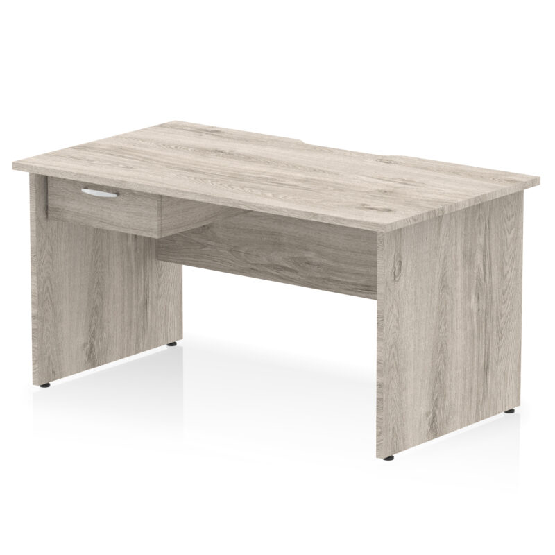 Impulse Scalloped Edge Panel End Straight Desk Frame With Single One Drawer Fixed Pedestal - Image 11
