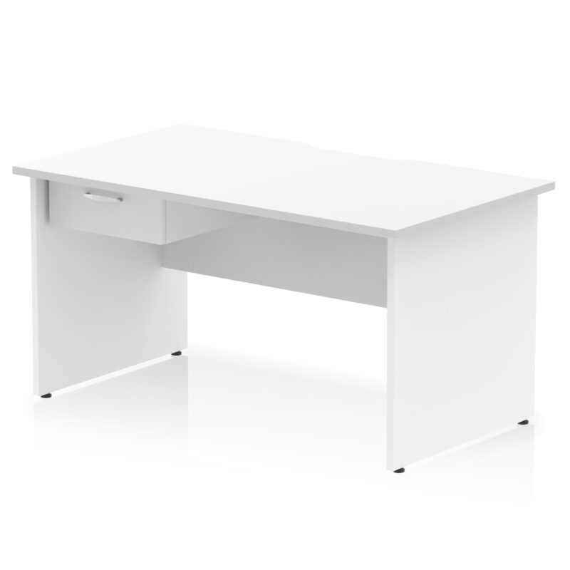 Impulse Scalloped Edge Panel End Straight Desk Frame With Single One Drawer Fixed Pedestal - Image 14