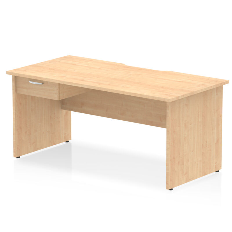 Impulse Scalloped Edge Panel End Straight Desk Frame With Single One Drawer Fixed Pedestal - Image 18