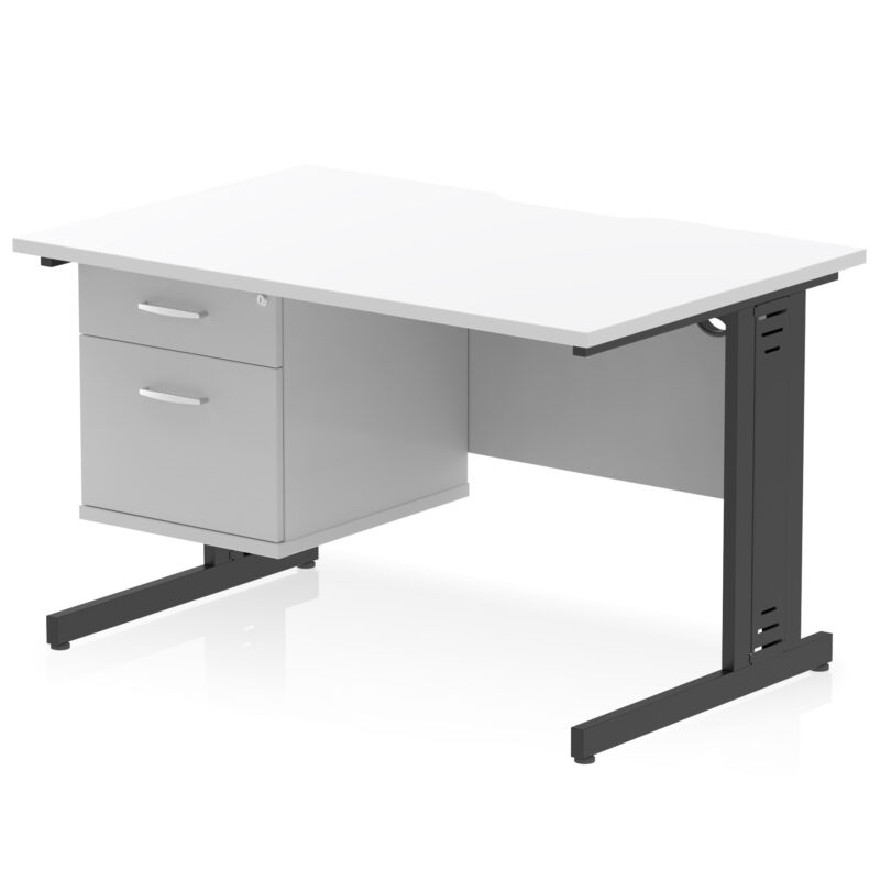 Impulse Scalloped Edge 1200mm Cable Managed Straight Desk With Single Fixed Pedestal - Image 18
