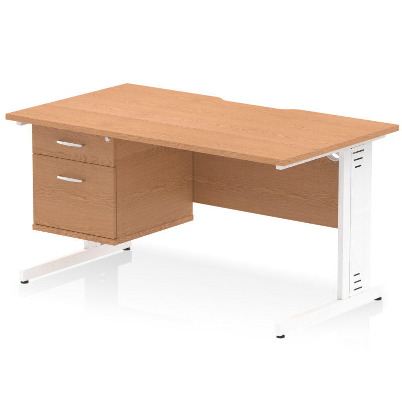 Impulse Scalloped Edge 1400mm Cable Managed Straight Desk With Single Fixed Pedestal - Image 14