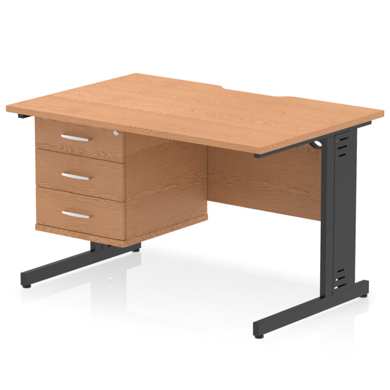 Impulse Scalloped Edge 1200mm Cable Managed Straight Desk With Single Fixed Pedestal - Image 30
