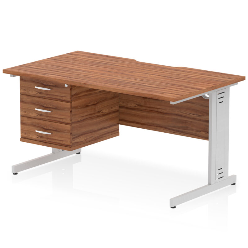 Impulse Scalloped Edge 1400mm Cable Managed Straight Desk With Single Fixed Pedestal - Image 34
