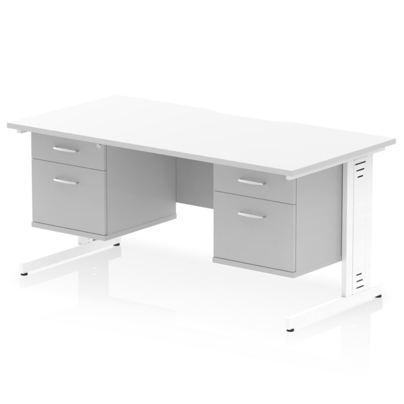 Impulse Scalloped Edge 1600mm Cable Managed Straight Desk With Two Fixed Pedestal - Image 39