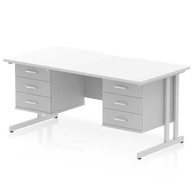 Impulse Scalloped Edge 1600mm Cantilever Straight Desk With Two Fixed Pedestal - Image 56