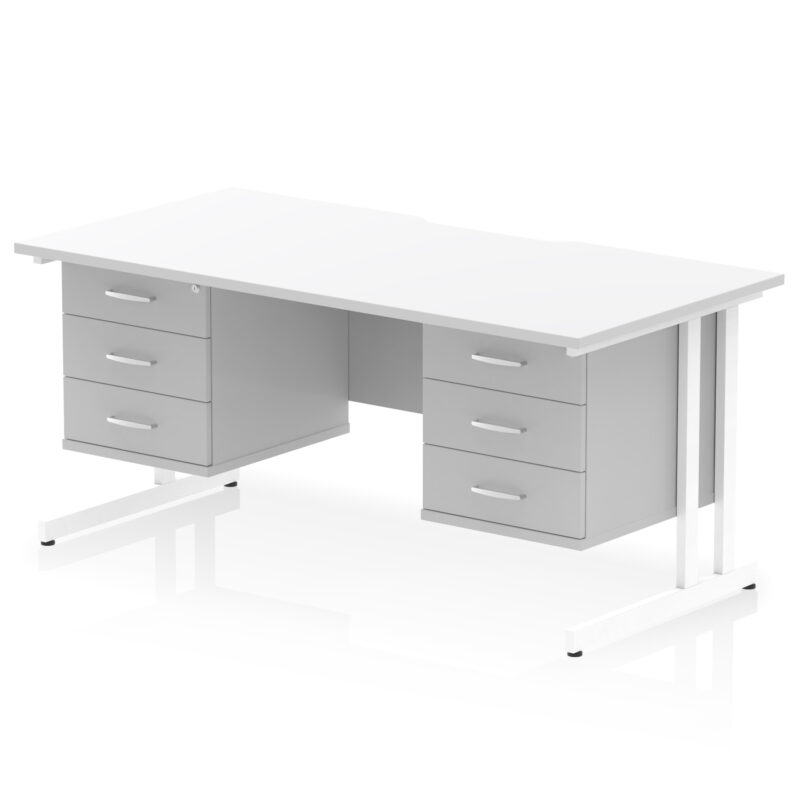 Impulse Scalloped Edge 1600mm Cantilever Straight Desk With Two Fixed Pedestal - Image 57