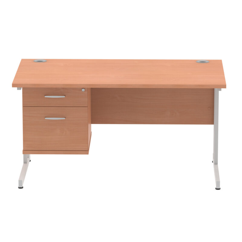 Impulse 1400mm Cantilever Straight Desk With Single Fixed Pedestal - Image 61