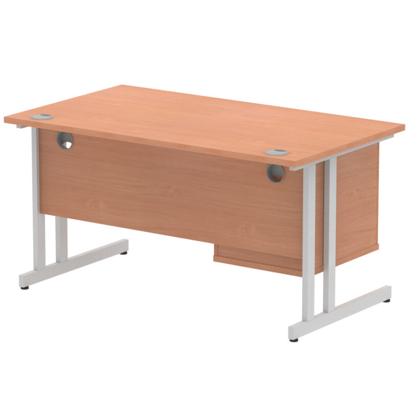 Impulse 1400mm Cantilever Straight Desk With Single Fixed Pedestal - Image 64
