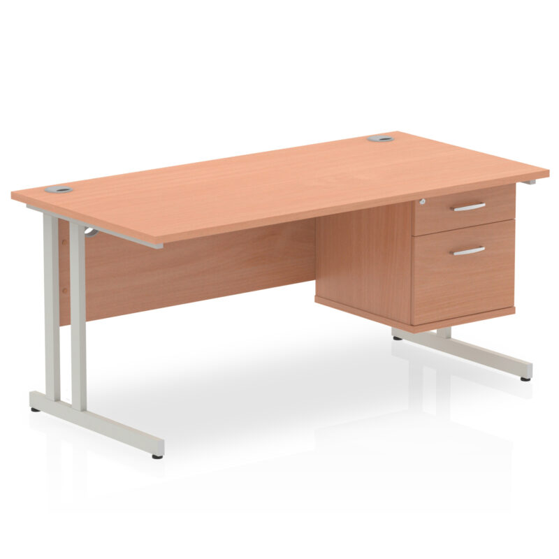 Impulse 1600mm Cantilever Straight Desk With Single Fixed Pedestal - Image 24
