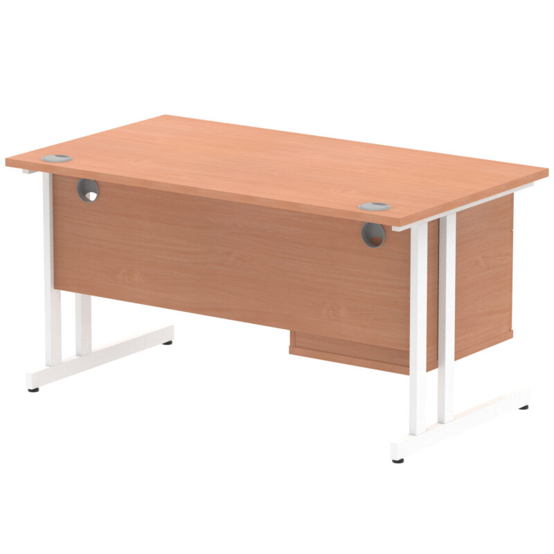 Impulse 1400mm Cantilever Straight Desk With Single Fixed Pedestal - Image 5
