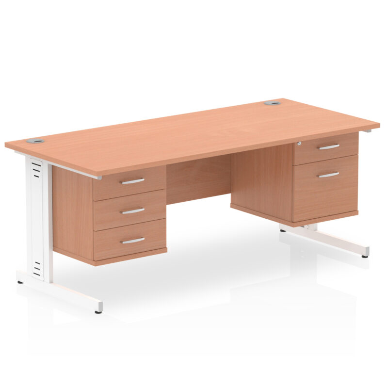 Impulse 1800mm Cable Managed Straight Desk With Two Fixed Pedestal - Image 4