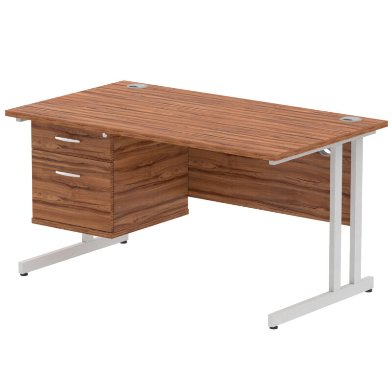 Impulse 1400mm Cantilever Straight Desk With Single Fixed Pedestal - Image 99