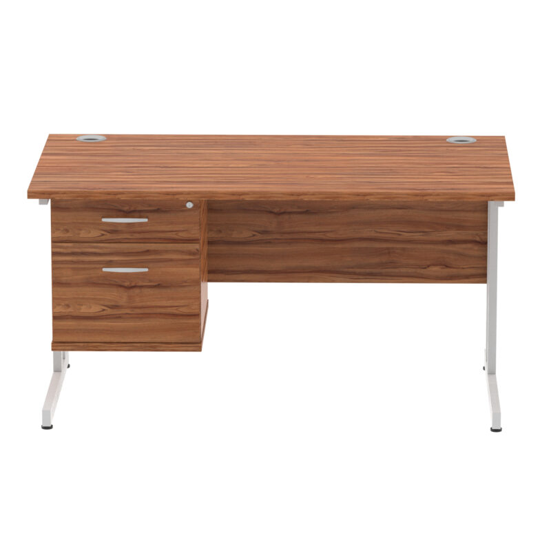 Impulse 1400mm Cantilever Straight Desk With Single Fixed Pedestal - Image 100