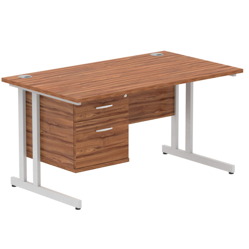 Impulse 1400mm Cantilever Straight Desk With Single Fixed Pedestal - Image 101
