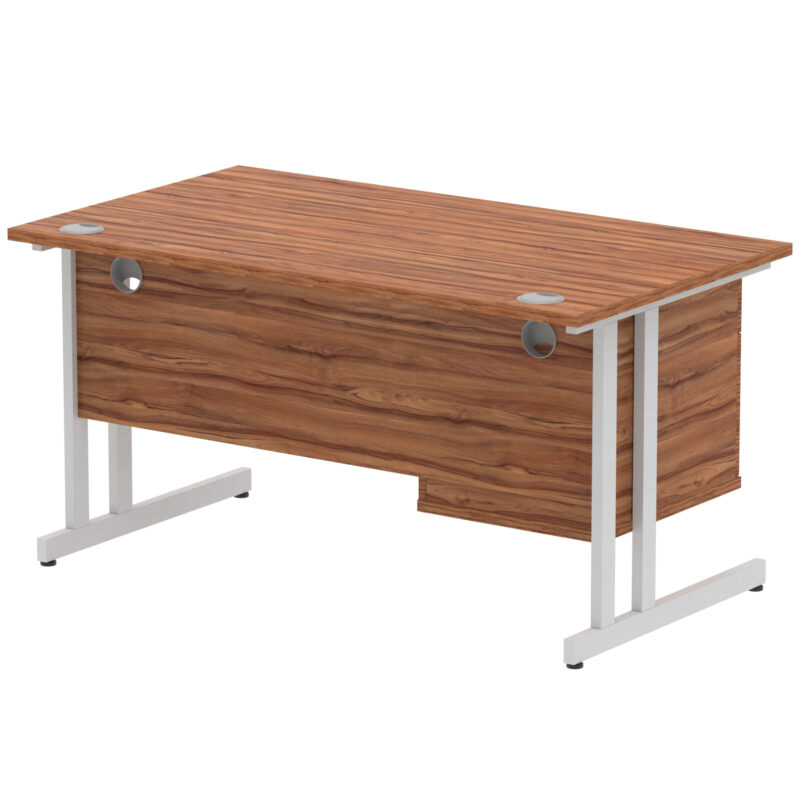 Impulse 1400mm Cantilever Straight Desk With Single Fixed Pedestal - Image 103