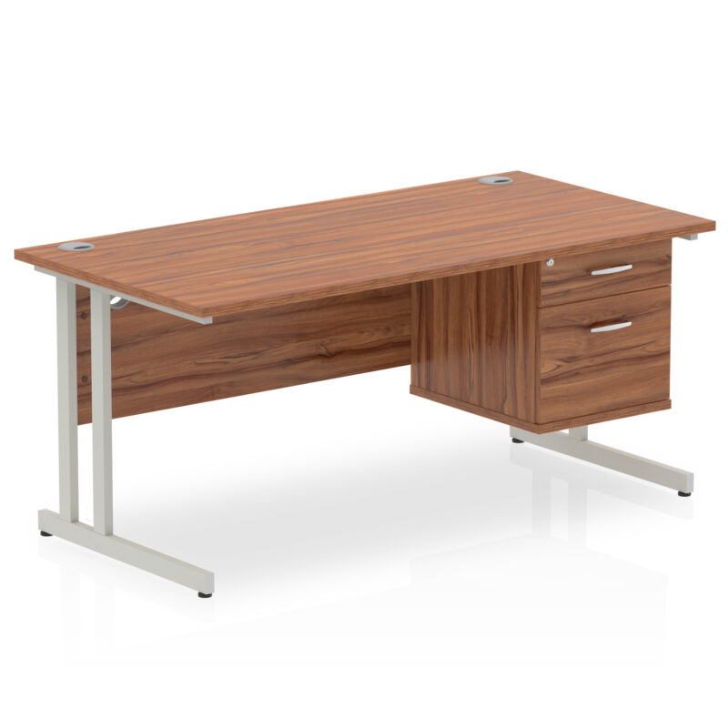 Impulse 1600mm Cantilever Straight Desk With Single Fixed Pedestal - Image 38