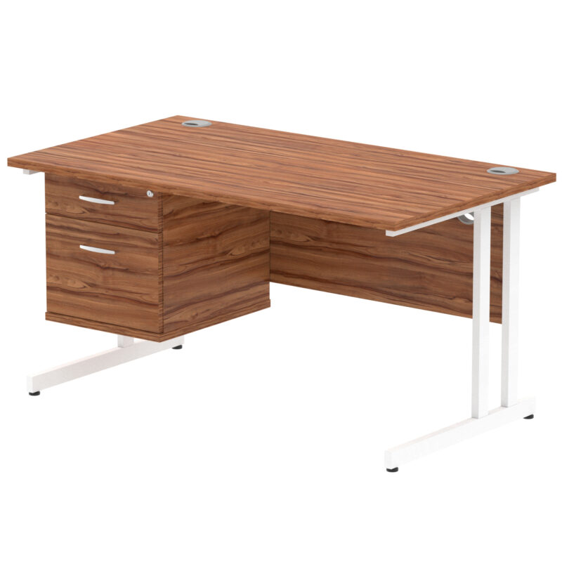 Impulse 1400mm Cantilever Straight Desk With Single Fixed Pedestal - Image 40