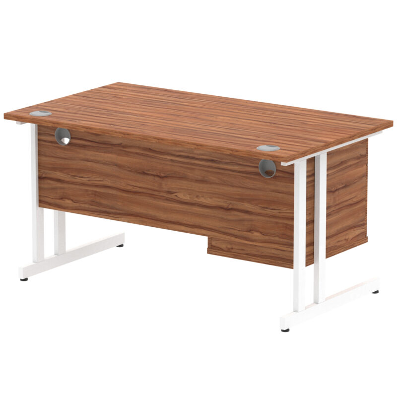Impulse 1400mm Cantilever Straight Desk With Single Fixed Pedestal - Image 44