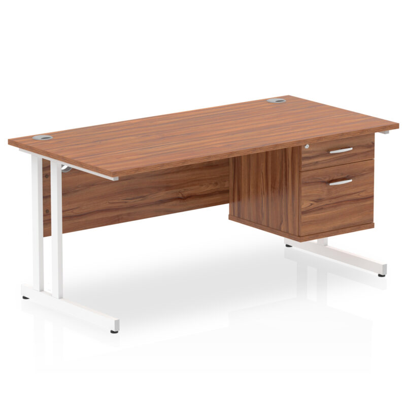 Impulse 1600mm Cantilever Straight Desk With Single Fixed Pedestal - Image 16