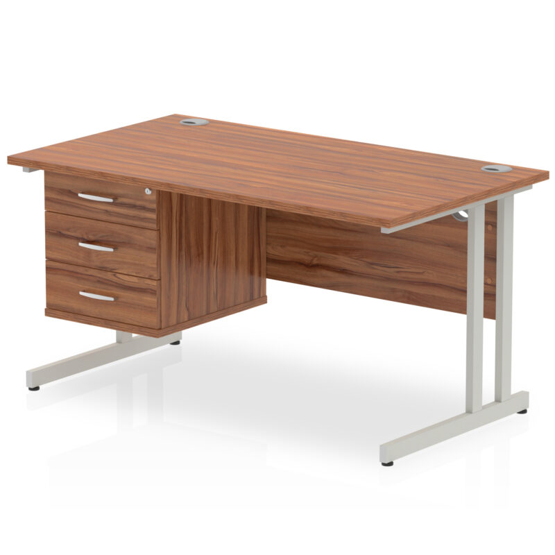 Impulse 1400mm Cantilever Straight Desk With Single Fixed Pedestal - Image 107