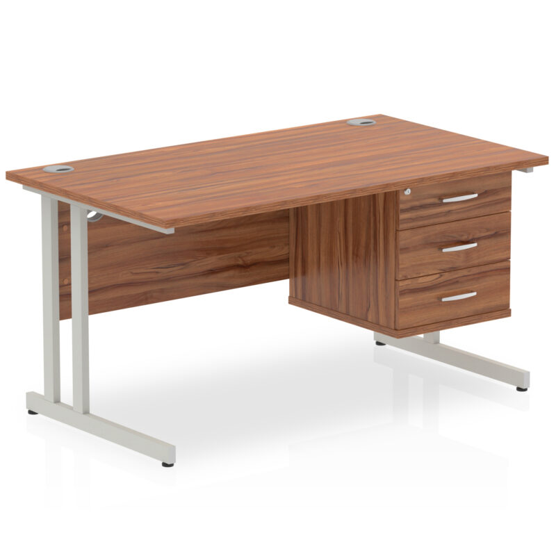Impulse 1400mm Cantilever Straight Desk With Single Fixed Pedestal - Image 108