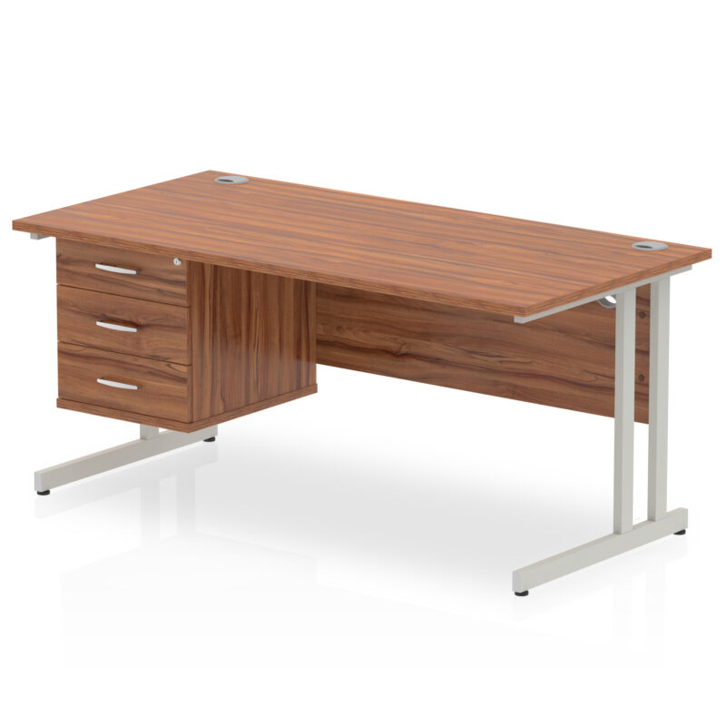 Impulse 1600mm Cantilever Straight Desk With Single Fixed Pedestal - Image 39