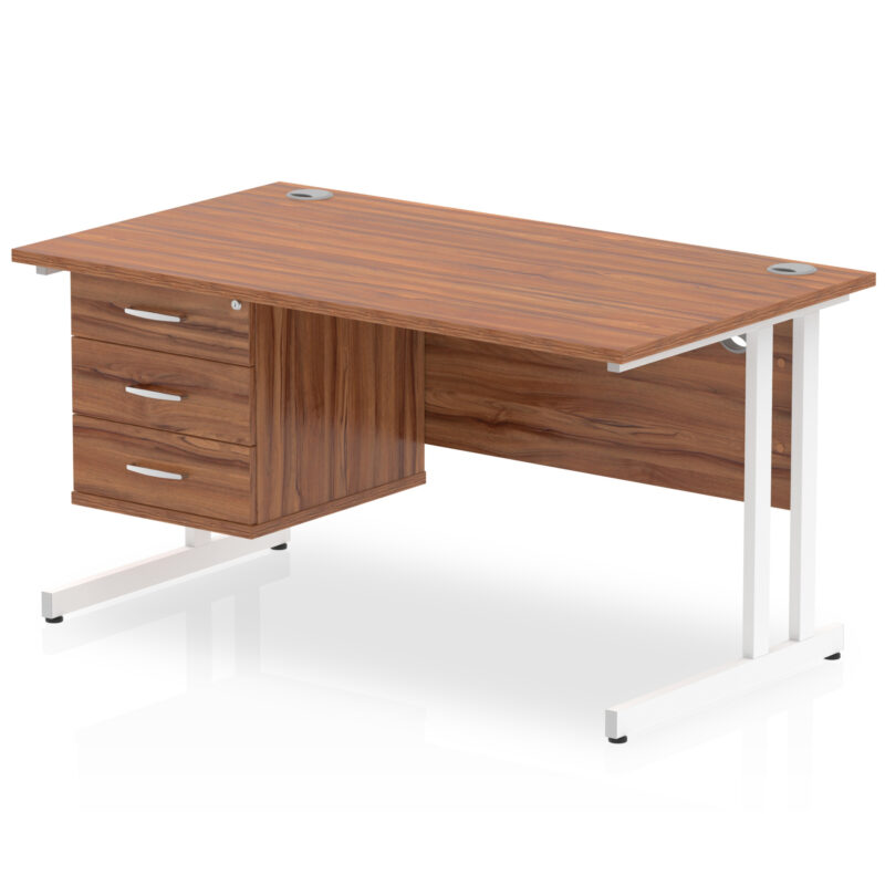 Impulse 1400mm Cantilever Straight Desk With Single Fixed Pedestal - Image 48