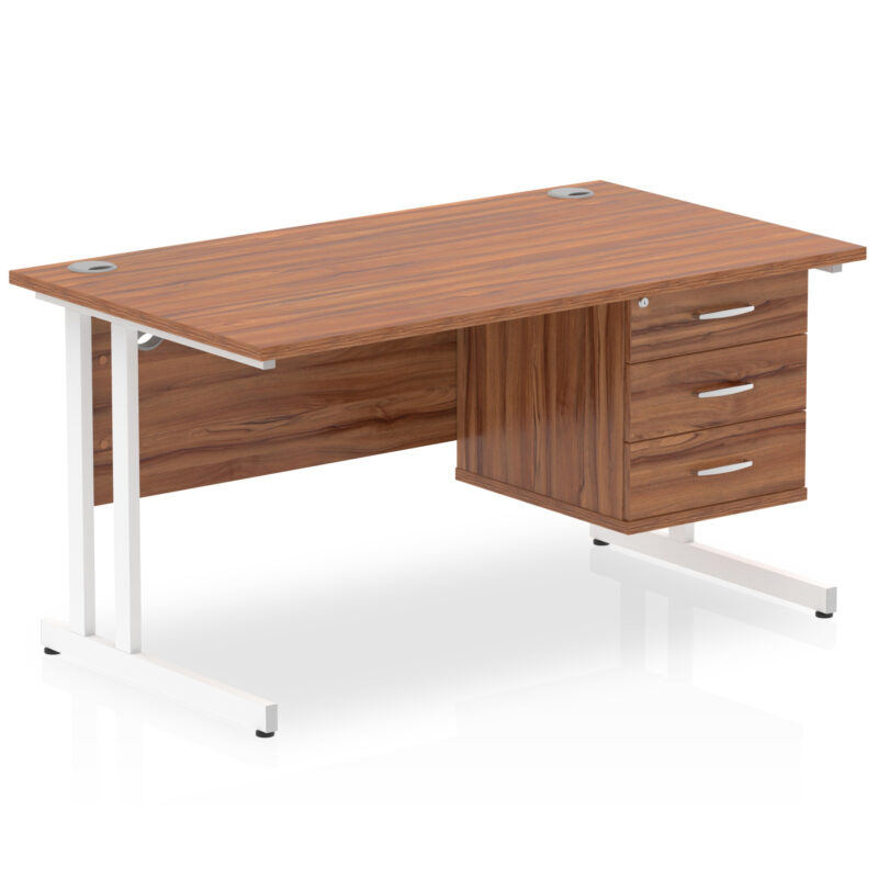 Impulse 1400mm Cantilever Straight Desk With Single Fixed Pedestal - Image 49