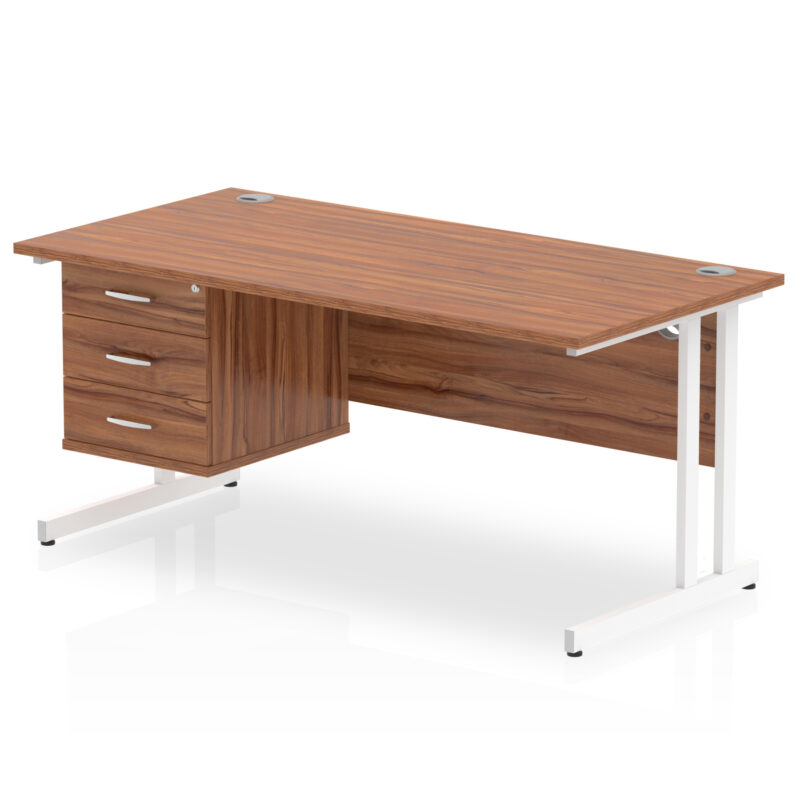 Impulse 1600mm Cantilever Straight Desk With Single Fixed Pedestal - Image 17