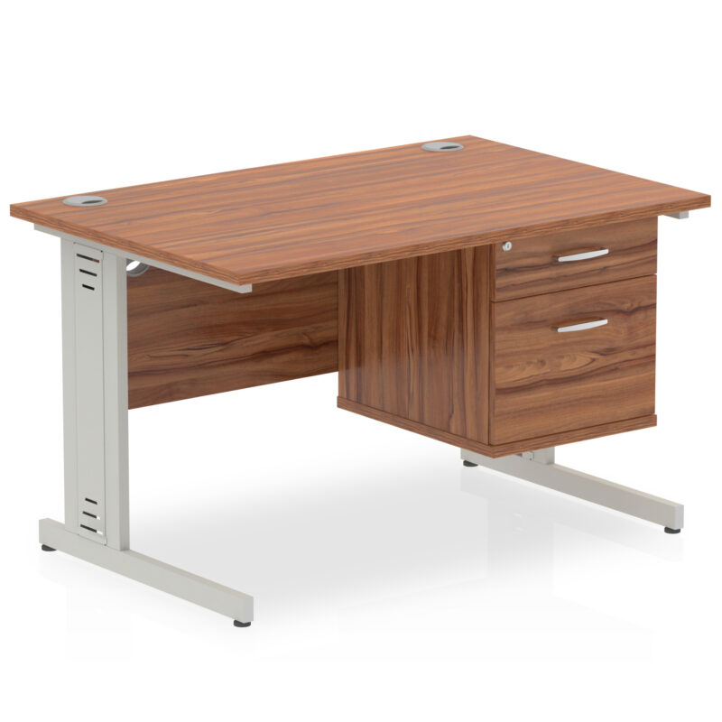 Impulse 1200mm Cable Managed Straight Desk With Single Fixed Pedestal - Image 30