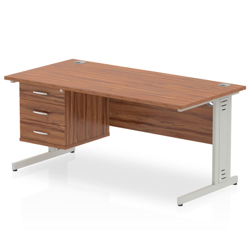 Impulse 1600mm Cable Managed Straight Desk With Single Fixed Pedestal - Image 31