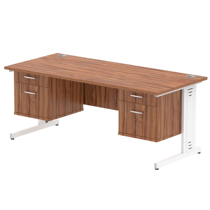 Impulse 1800mm Cable Managed Straight Desk With Two Fixed Pedestal - Image 36