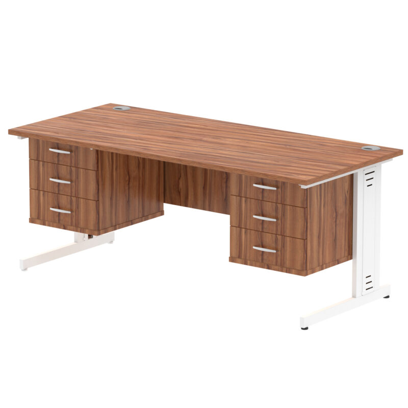 Impulse 1800mm Cable Managed Straight Desk With Two Fixed Pedestal - Image 38