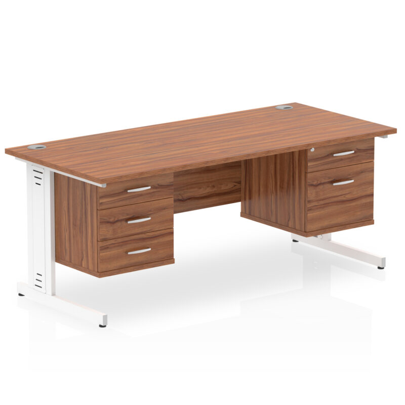Impulse 1800mm Cable Managed Straight Desk With Two Fixed Pedestal - Image 34