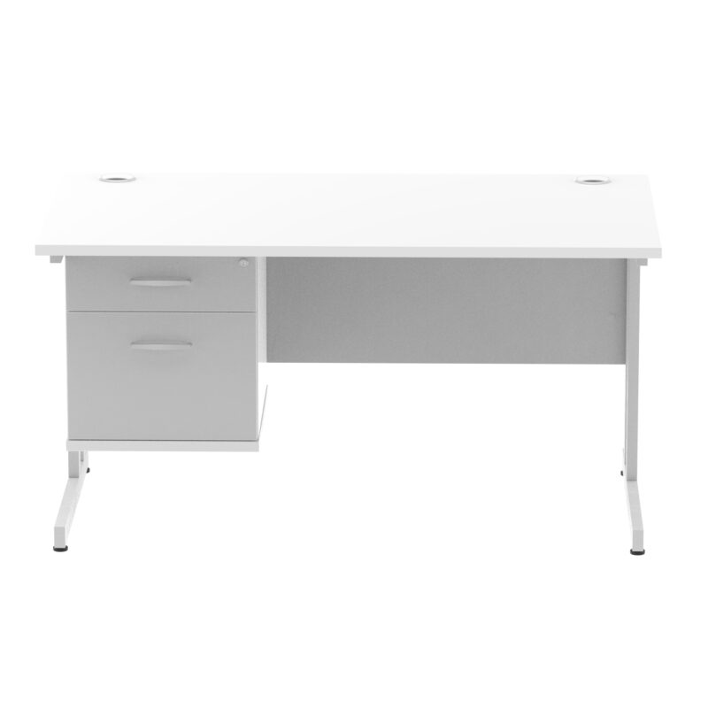 Impulse 1400mm Cantilever Straight Desk With Single Fixed Pedestal - Image 110