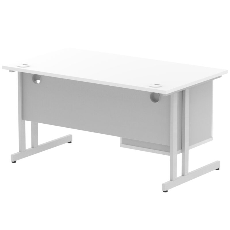 Impulse 1400mm Cantilever Straight Desk With Single Fixed Pedestal - Image 113