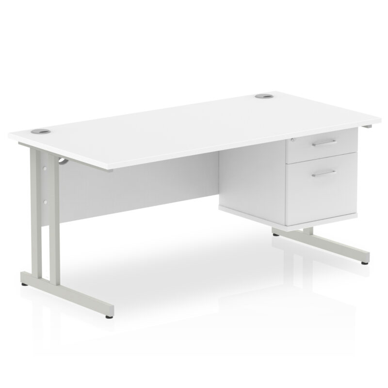 Impulse 1600mm Cantilever Straight Desk With Single Fixed Pedestal - Image 42