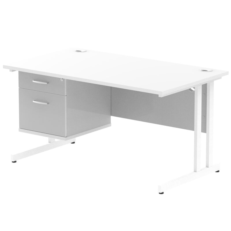 Impulse 1400mm Cantilever Straight Desk With Single Fixed Pedestal - Image 50