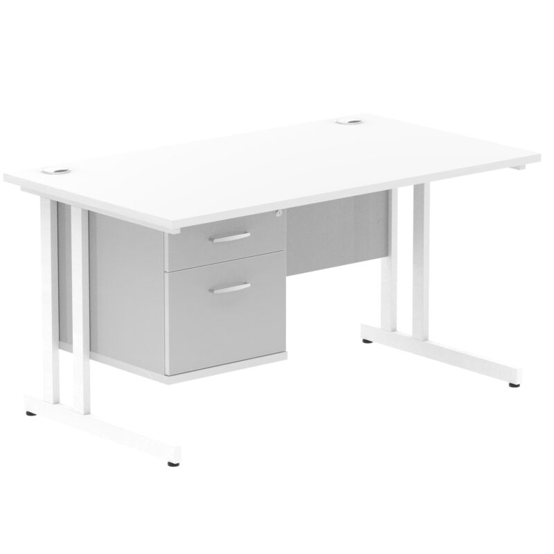 Impulse 1400mm Cantilever Straight Desk With Single Fixed Pedestal - Image 52