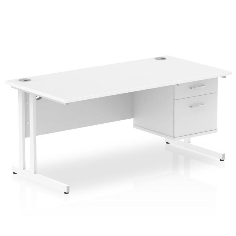 Impulse 1600mm Cantilever Straight Desk With Single Fixed Pedestal - Image 20