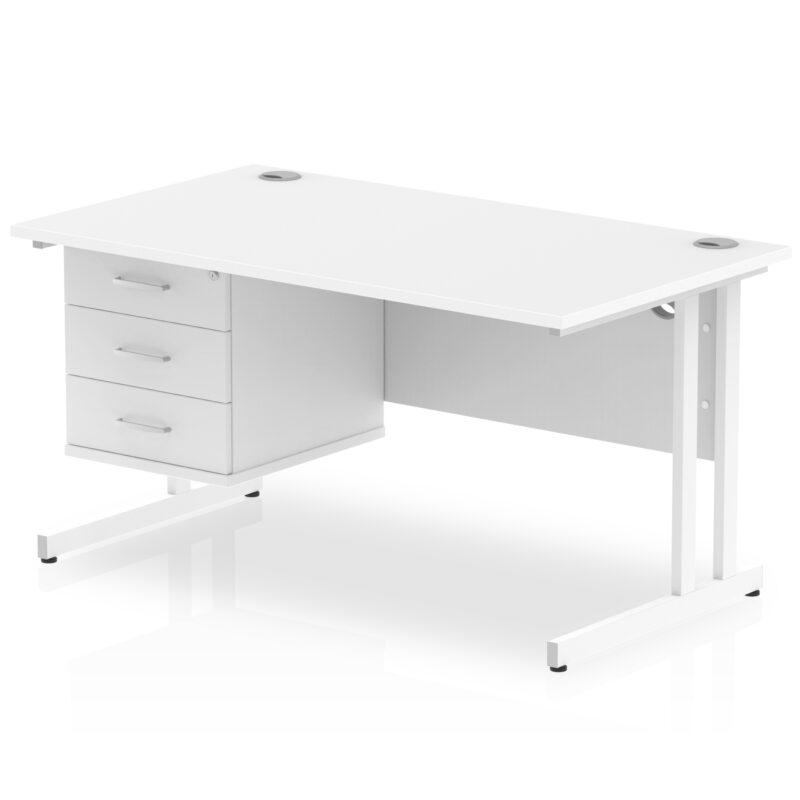 Impulse 1400mm Cantilever Straight Desk With Single Fixed Pedestal - Image 58