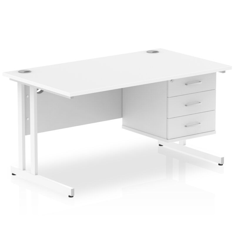 Impulse 1400mm Cantilever Straight Desk With Single Fixed Pedestal - Image 59