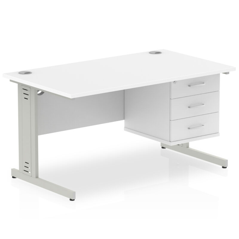 Impulse 1400mm Cable Managed Straight Desk With Single Fixed Pedestal - Image 40