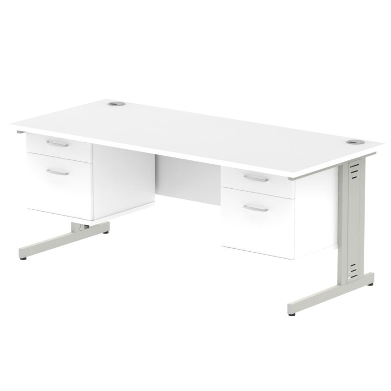 Impulse 1800mm Cable Managed Straight Desk With Two Fixed Pedestal - Image 41
