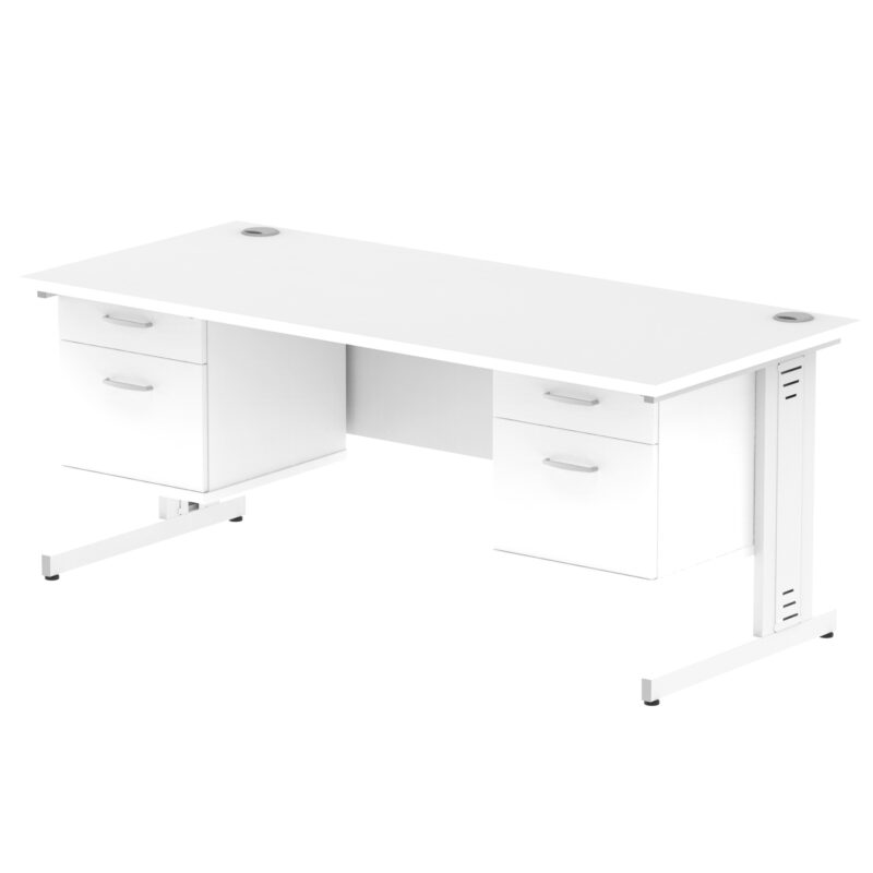 Impulse 1800mm Cable Managed Straight Desk With Two Fixed Pedestal - Image 42