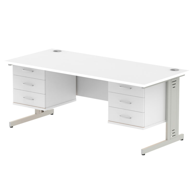 Impulse 1800mm Cable Managed Straight Desk With Two Fixed Pedestal - Image 43