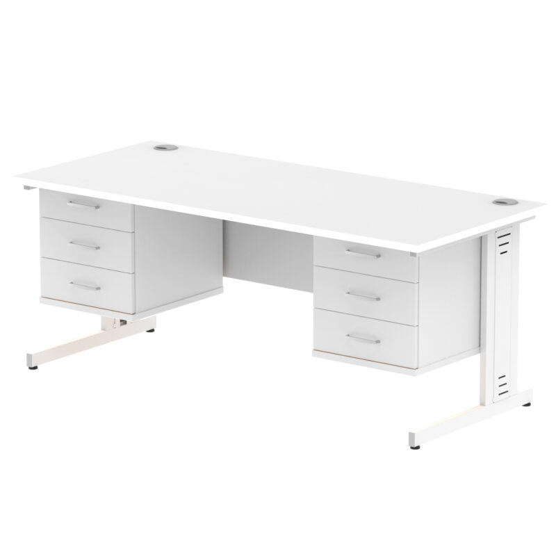 Impulse 1800mm Cable Managed Straight Desk With Two Fixed Pedestal - Image 44