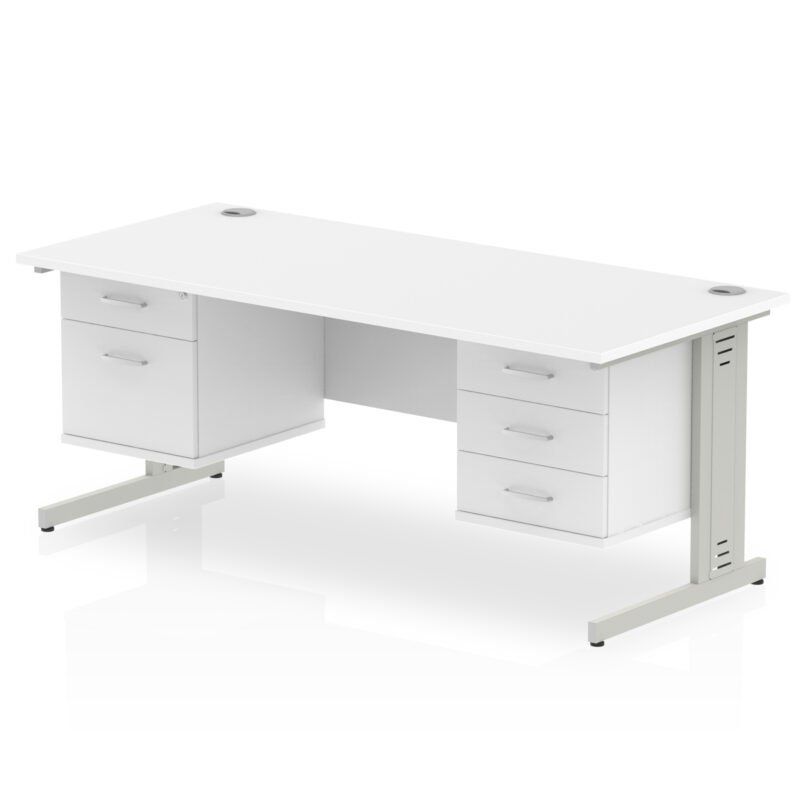 Impulse 1800mm Cable Managed Straight Desk With Two Fixed Pedestal - Image 45